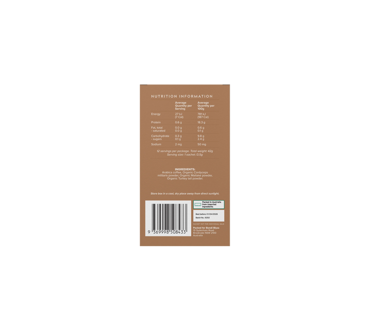 Bondi Blyss - Mushroom Powered Arabica Coffee - 12 sachets
